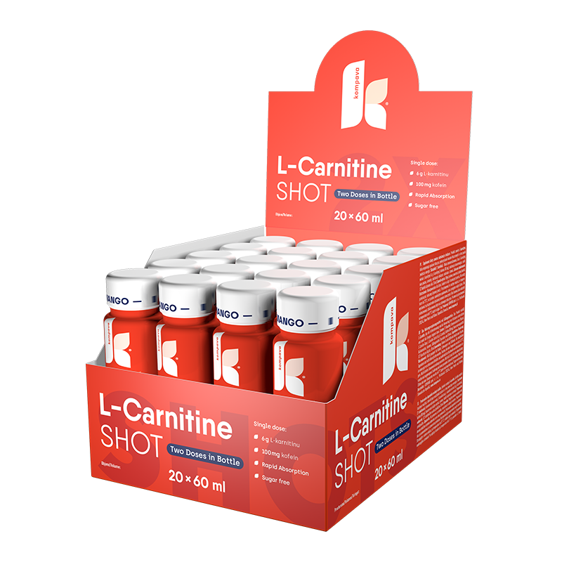Kompava L-Carnitin SHOT 60 ml/1 karton/20 ks, mango
