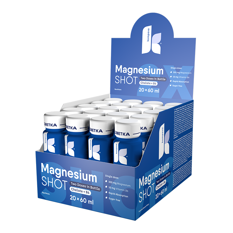 Kompava Magnesium SHOT 60 ml/1 karton/20 ks, limetka