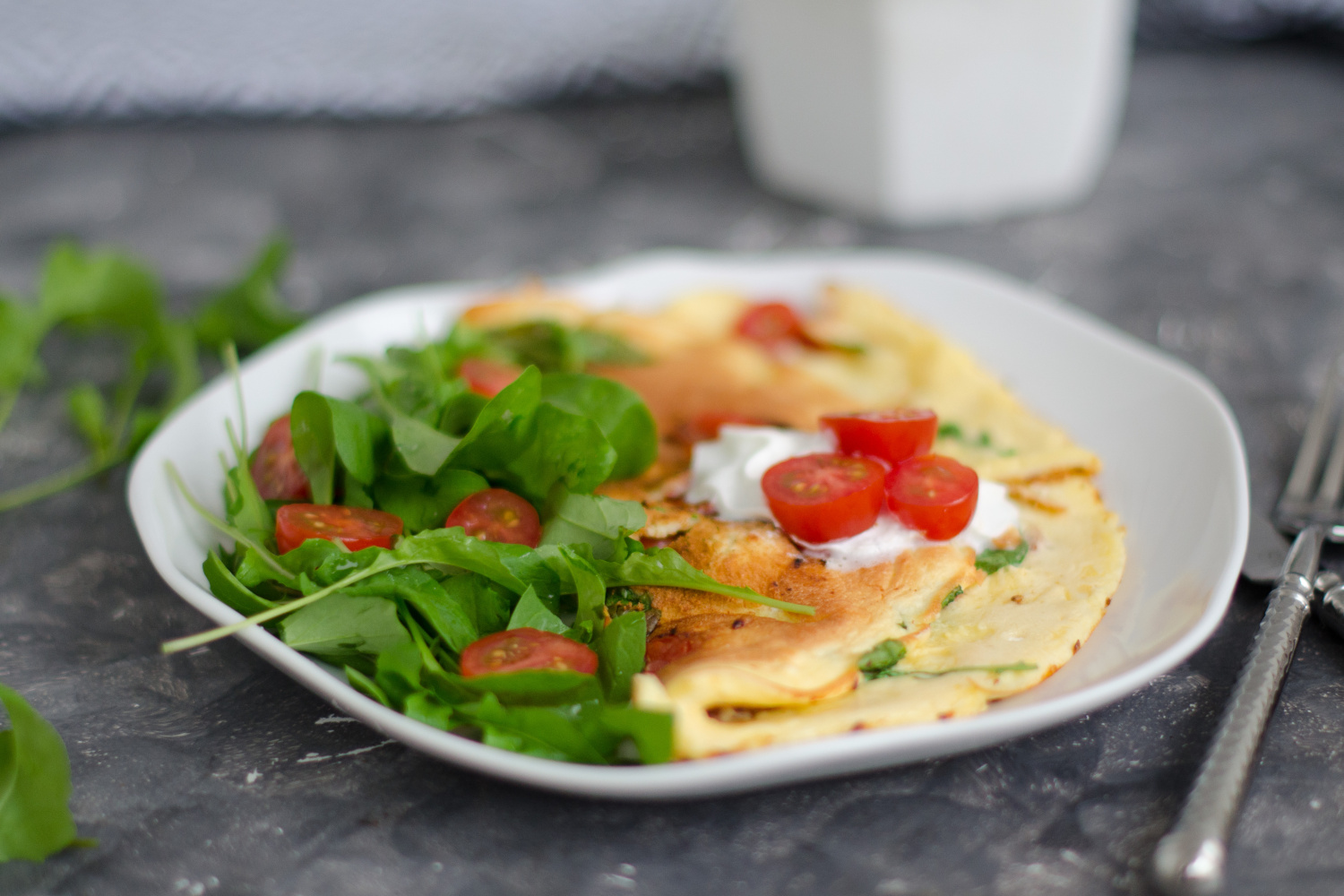 omeleta vajcia zelenina rukola protein
