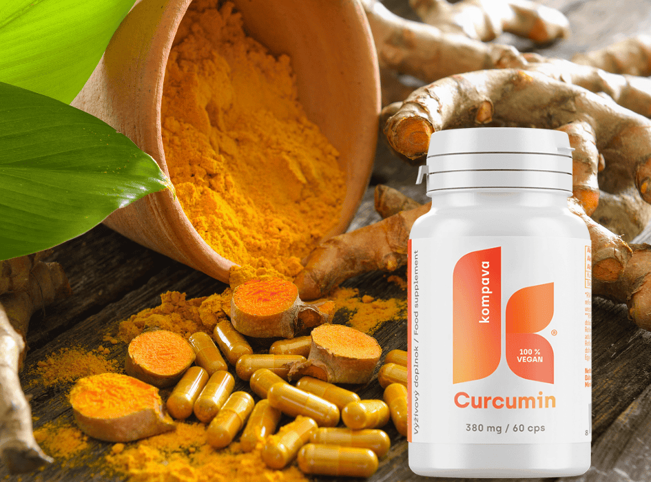 Curcumin Novinka Kompava,kurkuma prášok, koreň a kolieska kurkumy-cz-alt