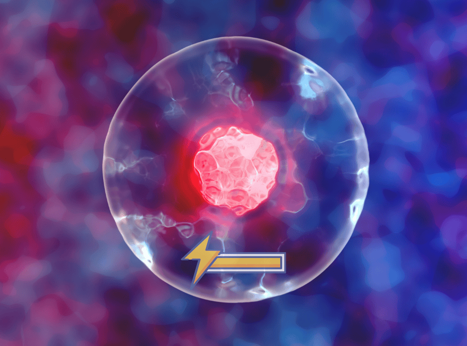 ľudská bunka a znak energie-alt