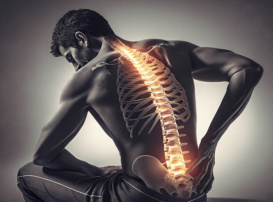 muž so zvýraznenou chrbticou si drží kríže-alt