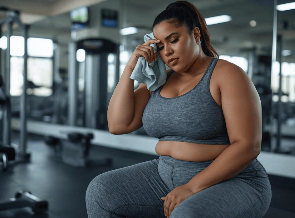 obézna žena vo fitku-alt