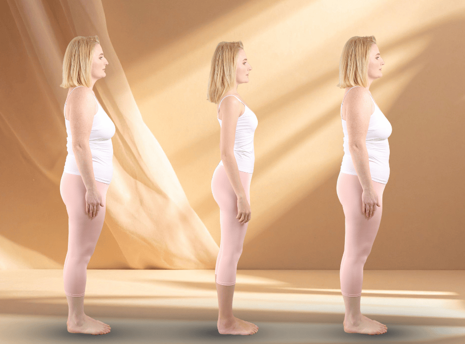 žena jojo efekt, postava pred, po a jojo efekt-alt