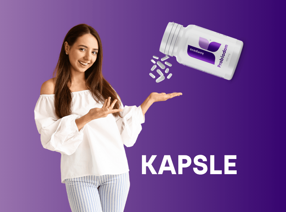 žena ukazuje na sypající se kapsle probiodom z dózy-cz-alt