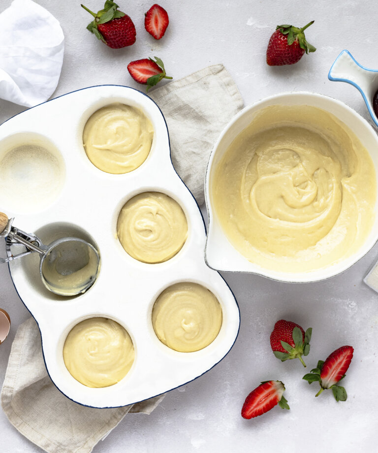 Jahodovo- čokoládové proteinové koláčky