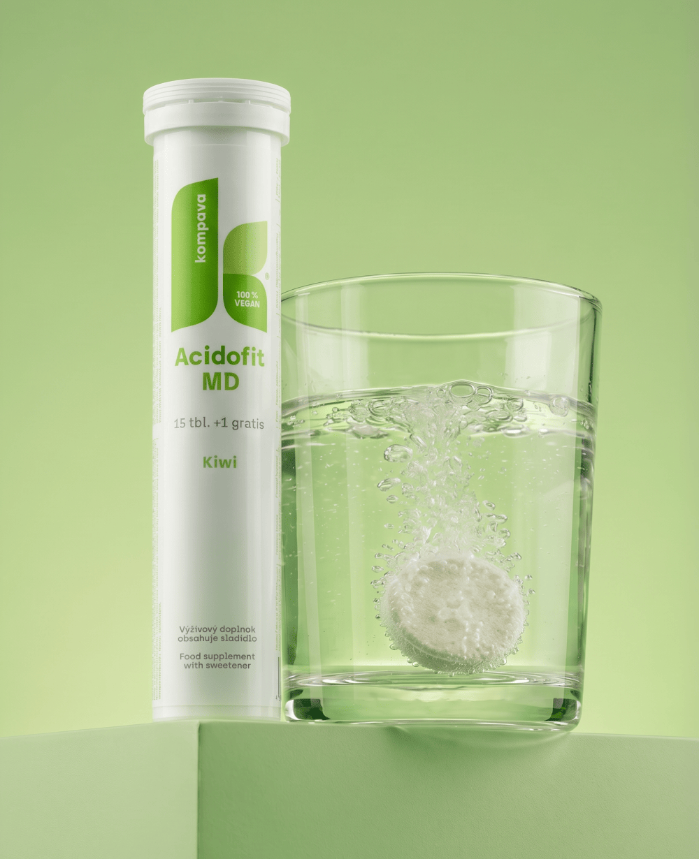 AcidoFit MD – a gently effervescent tablet with an alkaline formulation, minerals, vitamins and plant extracts – KOMPAVA