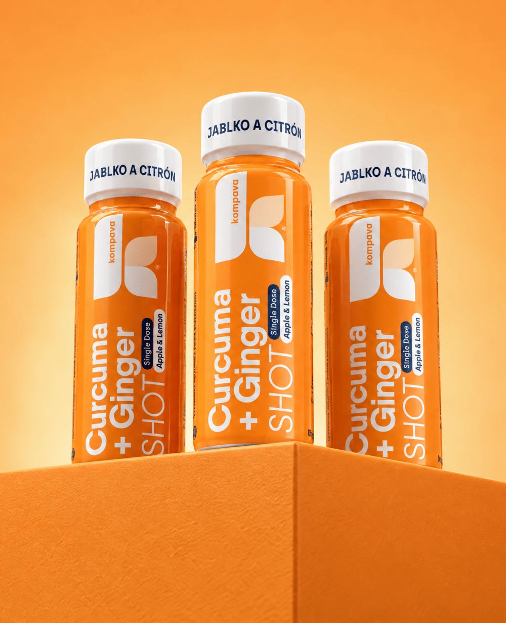 Curcuma + Ginger SHOT s kurkumo, ingverjem, limono in črnim poprom – KOMPAVA