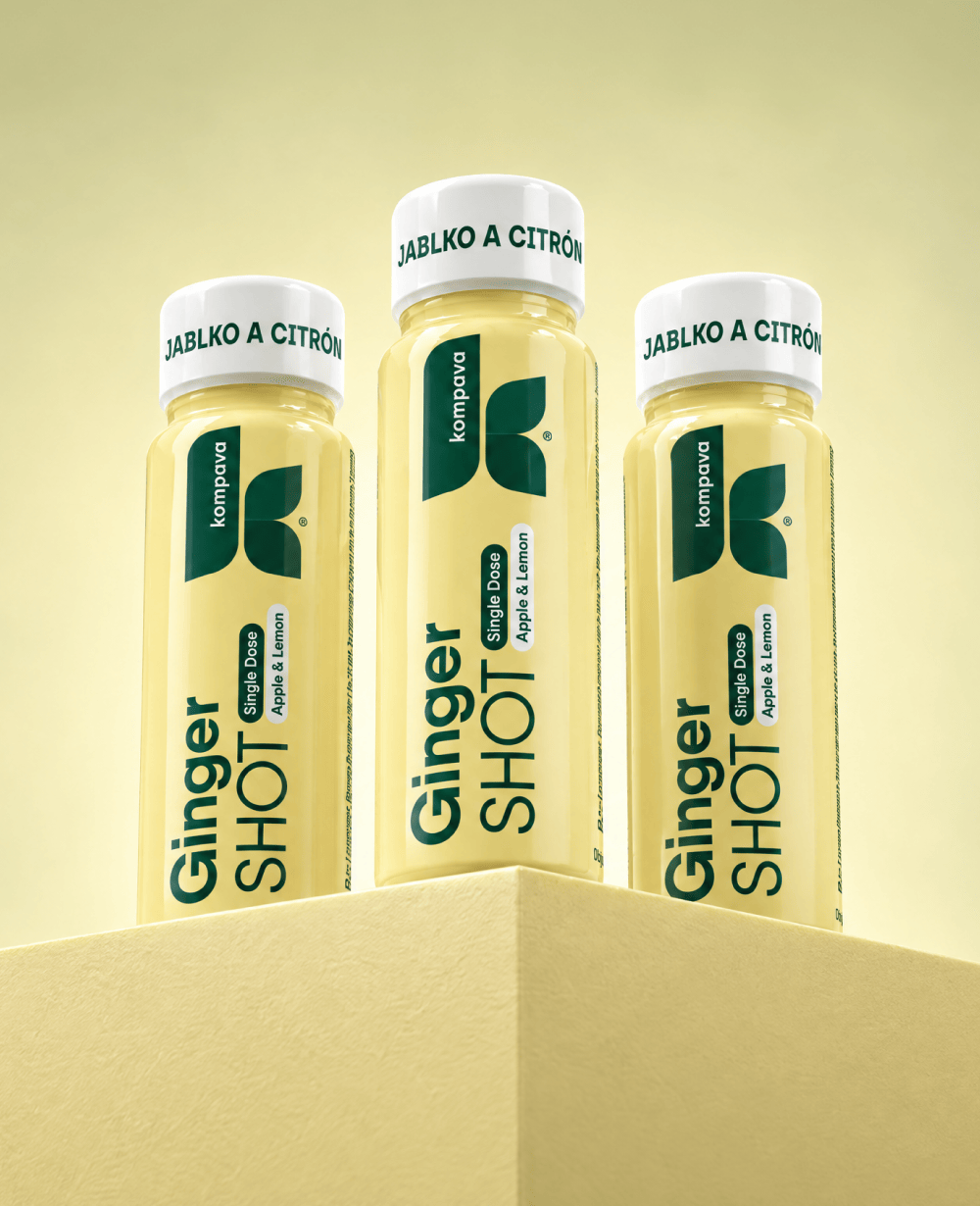 Ginger SHOT z 75 % soku imbirowego, jabłkiem i cytryną – KOMPAVA