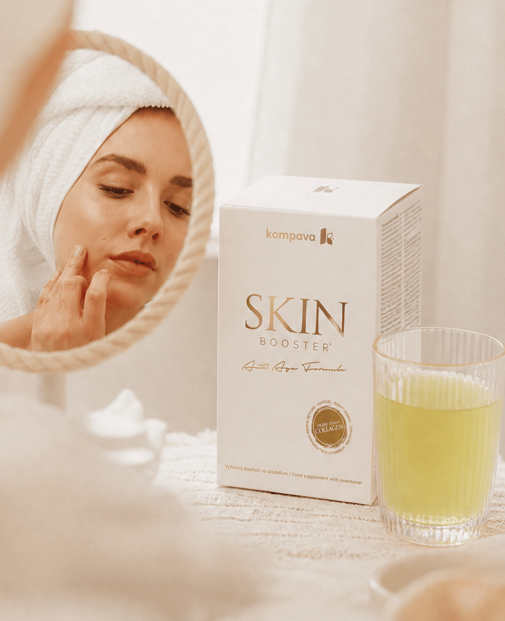 Skin Booster® – napój kolagenowy do pielęgnacji skóry, włosów i paznokci z peptydami, kwasem hialuronowym, keratyną i ceramidami – KOMPAVA