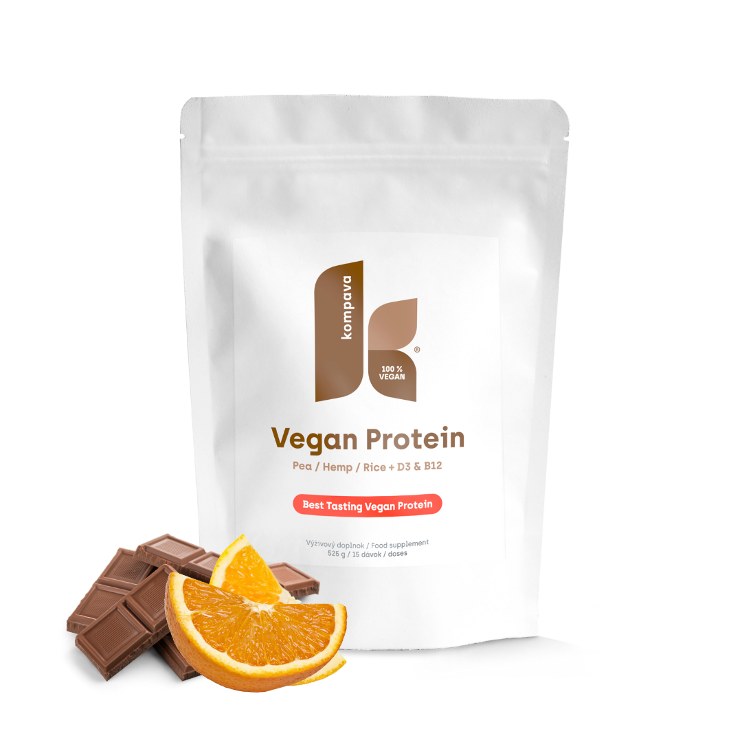Kompava VEGAN PROTEIN 525 g/15 dávek, čokoláda-pomeranč