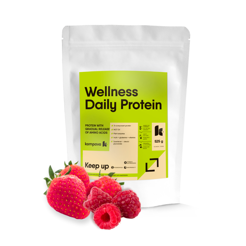Kompava Wellness Daily Protein 525 g/15 dávek, jahoda-malina